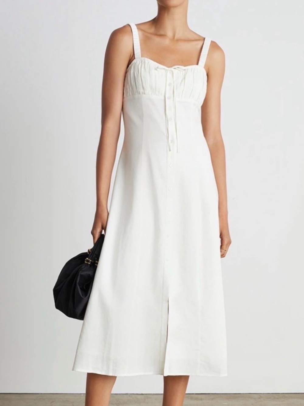 Who What Wear Collection Cream Midi Button-Front Sundress